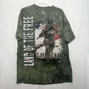 Men's The MountainLand Of The Free Home Of The Brave Tie-Dye T-Shirt Green‎ L